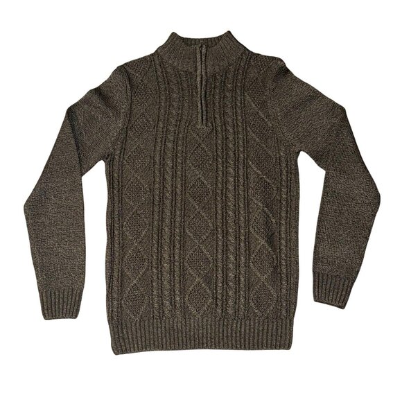 Kian D  Los Angeles Mens Cable Knit Half-Zip Sweater XL Brown - Picture 1 of 6